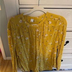Old Navy Yellow and White Blouse